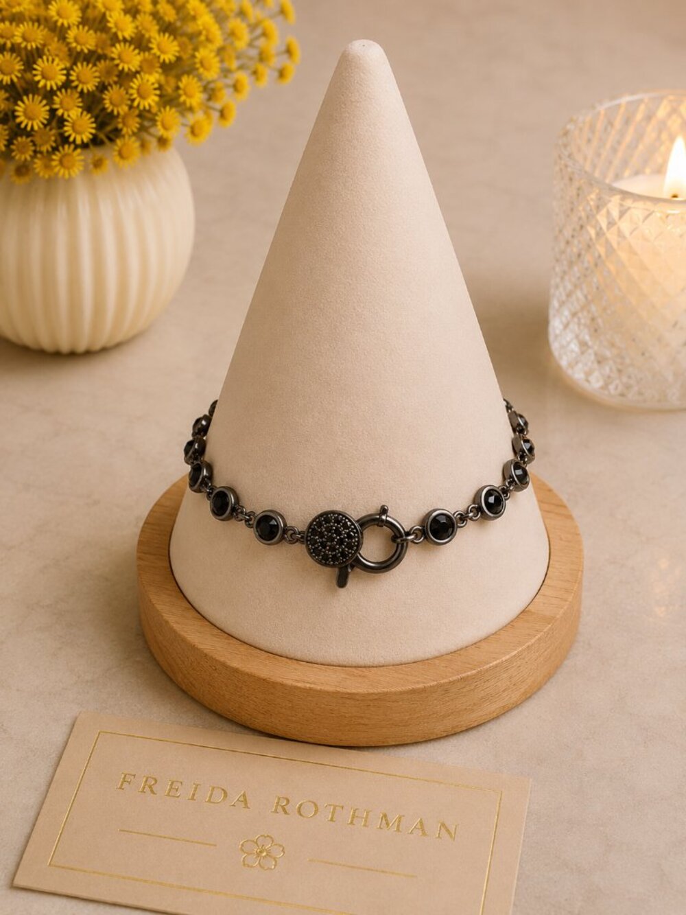 Freida Rothman Black Rhodium Lemi Bezel Bracelet NEW $129 MSRP